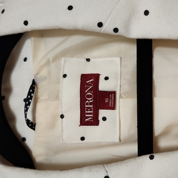 Merona Black & Cream Polka Dot Suit Jacket Blazer Women's 16 EUC - Picture 8 of 10